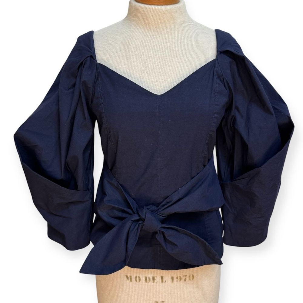 Sea‎ New York Linen Cotton Blend Pleated Puff Sleeve Top Size 6